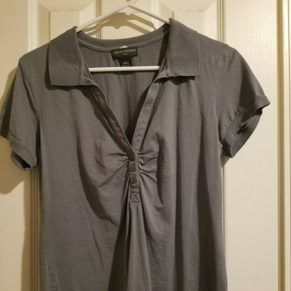 Banana Republic Gray Polo Short Sleeve Top Sz M